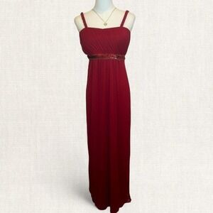 Y2K Red Chiffon Maxi Dress Sweet Storm Sequin Empire Waist Formal Prom